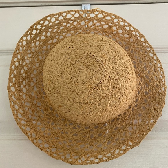 VINTAGE Cottagecore Lacey Straw Hat - Picture 1 of 7